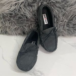 Minnetonka Moccasin Slipper Gray 8M Mens Trevor Suede Leather Slip On